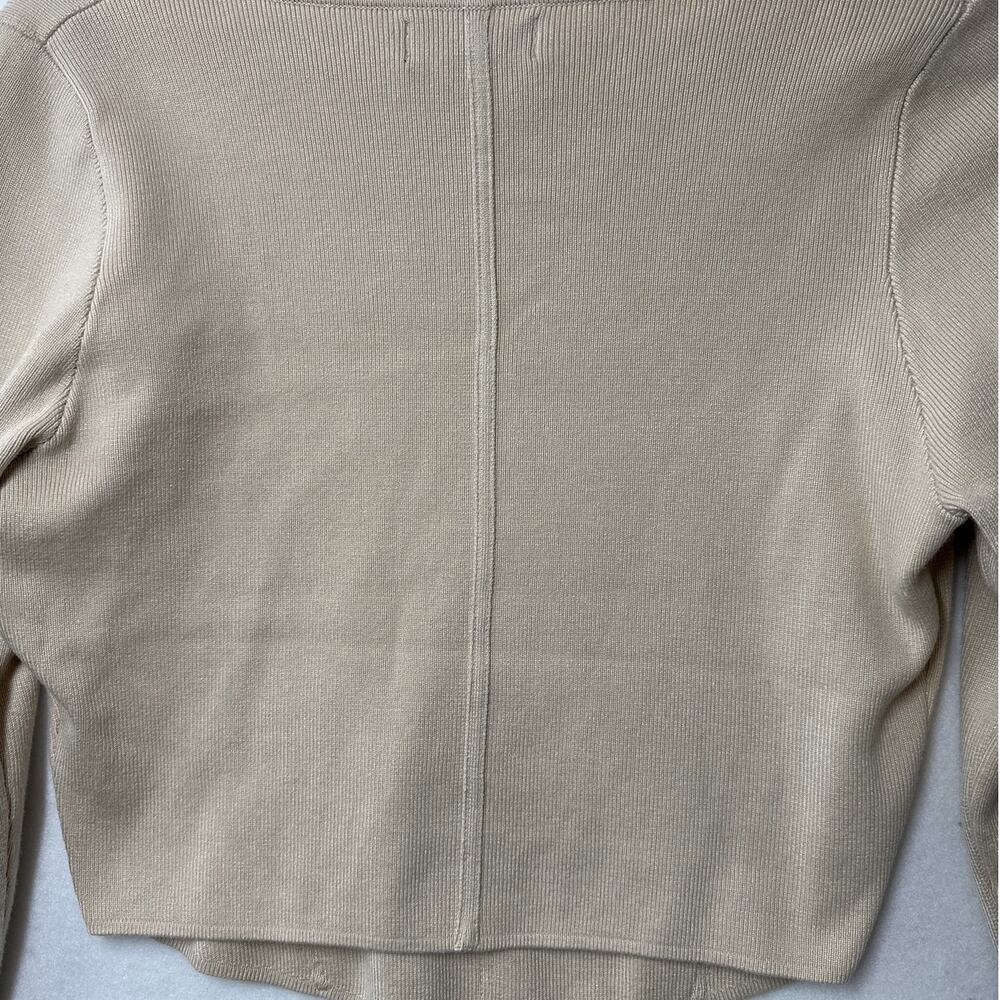 House of Harlow 1960 Cropped Knit Corset Style Top Long Sleeve Cream Sz L - Picture 6 of 7